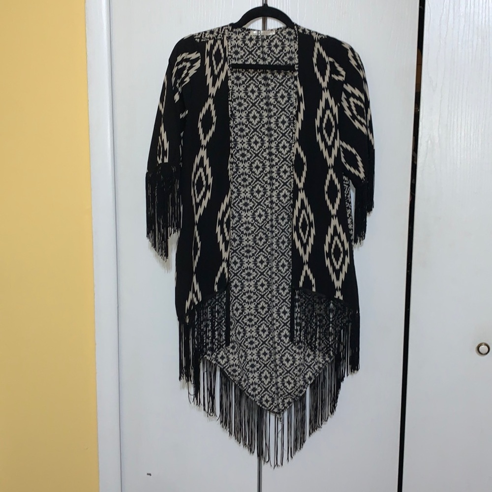 Fringe print cardigan